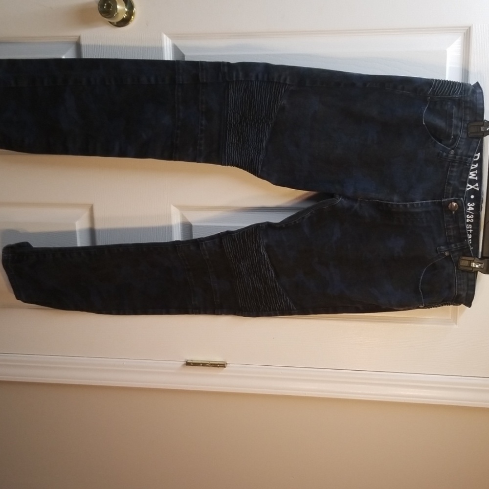 Dark blue camo moto style jeans